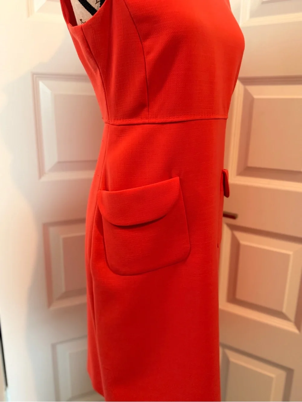 Tory Burch Red Wool Blend Sleeveless Sheath Dress Size 4 Pocket Detail